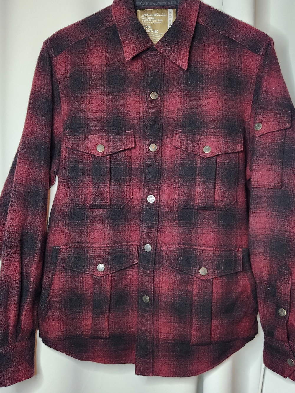 Eddie Bauer Wool-Blend Red & Black Plaid Jacket